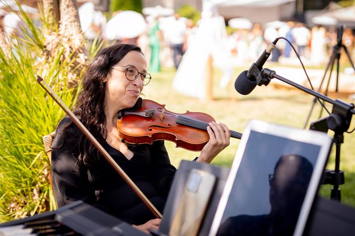 Violinista tocando en directo durante el cóctel